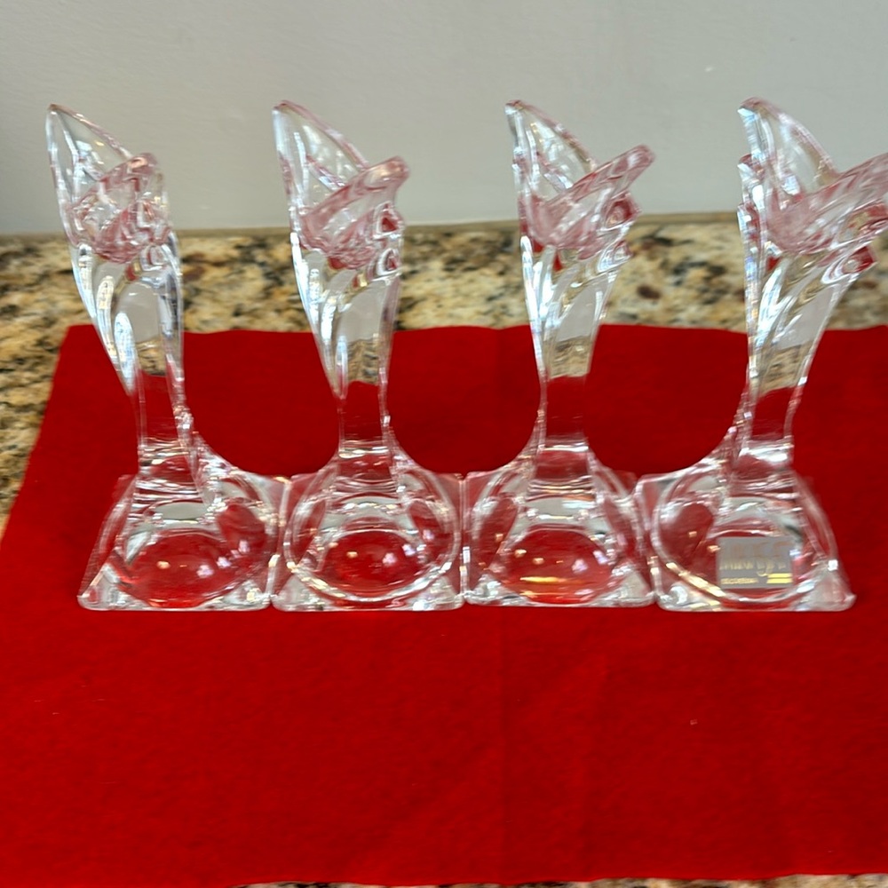 Mikasa Set of 4 Vintage Art Deco 5.5 inch Lead Crystal Candle Holders